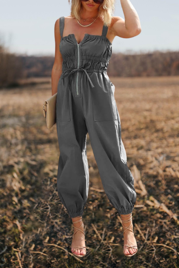 Cargo Overall Wide Leg  Jumpsuit