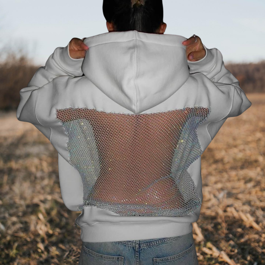 Fishnet Mesh Insert Hoodie