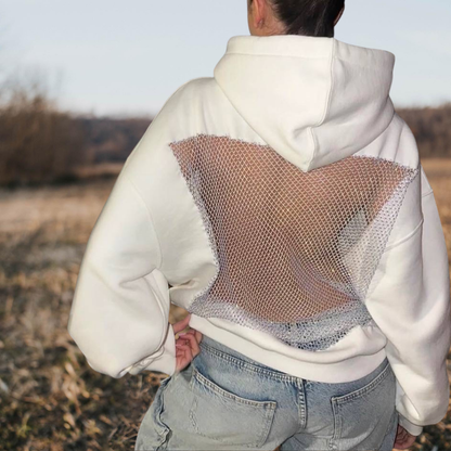 Fishnet Mesh Insert Hoodie