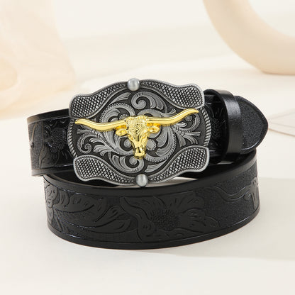 Western Cowhead Belts-Black